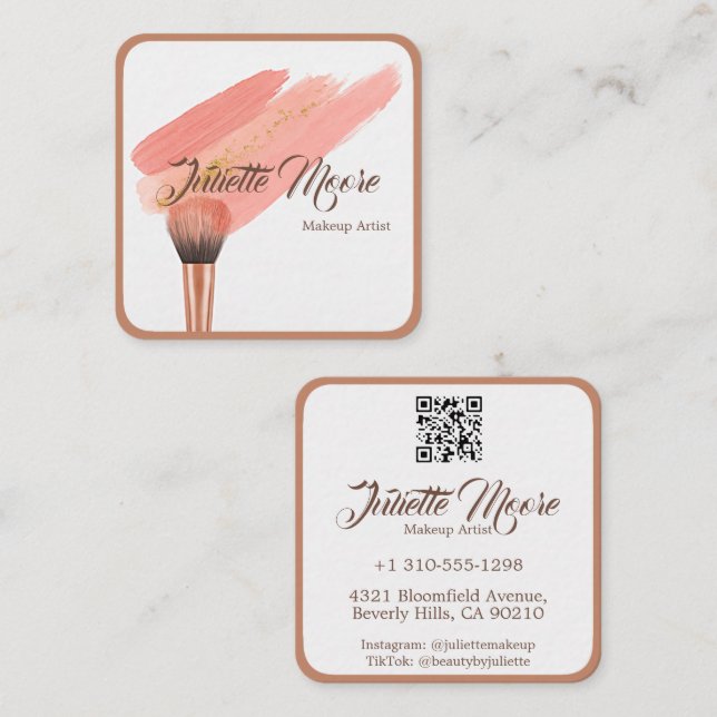 Blush Brush Makeup Artist Business Card (Front/Back)