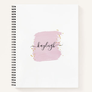 Blush Brush Stroke Gold Dots Notebook