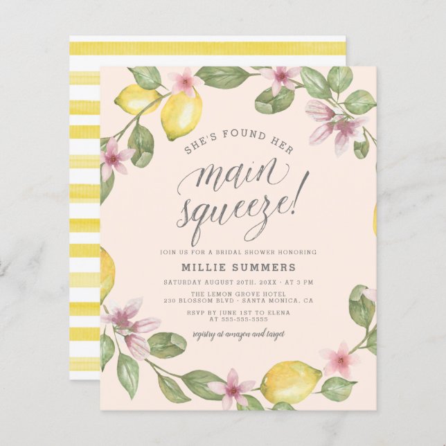 Blush | Budget Lemon Main Squeeze Bridal Shower (Front/Back)