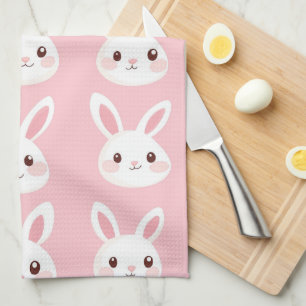 Blush Bunny Faces Tea Towel