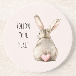 Blush Bunny Rabbit Heart Coaster