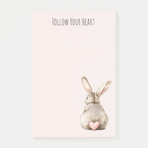 Blush Bunny Rabbit Heart Post-it Notes