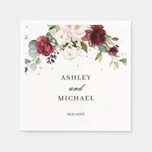 BLush Burgundy and Pink Floral Boho Napkins