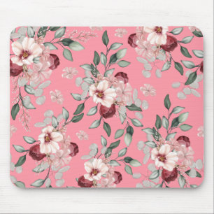 Blush & Burgundy Blooms  Mouse Pad
