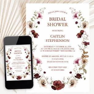Blush Burgundy Bridal Shower Invitation
