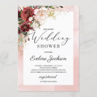 Blush Burgundy Floral Boho Wedding Shower Invite