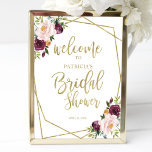 Blush Burgundy Floral Bridal Shower Welcome Poster<br><div class="desc">Cute blush burgundy floral, geometric welcome sign. Great for a floral-themed bridal shower. Easy to personalise with your details. Please get in touch with me via chat if you have questions about the artwork or need customisation. PLEASE NOTE: For assistance on orders, shipping, product information, etc., contact Zazzle Customer Care...</div>