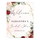 Blush burgundy floral Bridal Shower welcome sign