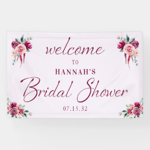 Blush Burgundy Floral Cake Shower Welcome Sign