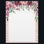 Blush & Burgundy Floral Drop & Gold Confetti Flyer<br><div class="desc">Blush & Burgundy Floral Drop & Gold Confetti Blank Flyers</div>