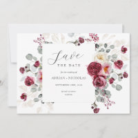 Blush & Burgundy Floral Frame Wedding