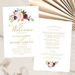 Blush Burgundy Floral Gold Wedding Program Programme<br><div class="desc">Blush Burgundy Floral Gold Wedding Program</div>