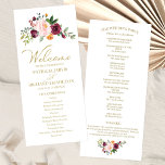 Blush Burgundy Floral Gold Wedding Program Programme<br><div class="desc">Blush Burgundy Floral Gold Wedding Program</div>