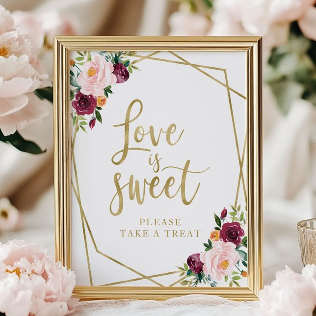 Blush Burgundy Floral  Love Is Sweet Sign (Creator Uploaded)