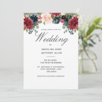 Blush Burgundy Floral Rose Gold Accents Wedding In