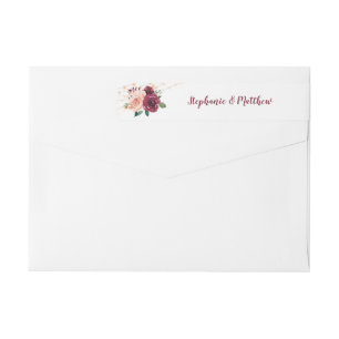 Blush Burgundy Floral String Lights Wedding Wrap Around Label