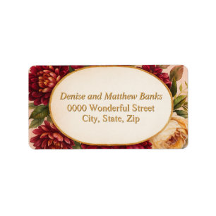 Blush Burgundy Floral Watercolor Wedding Label