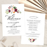 Blush Burgundy Floral Watercolor Wedding Program Programme<br><div class="desc">Blush Burgundy Floral Watercolor Wedding Program</div>
