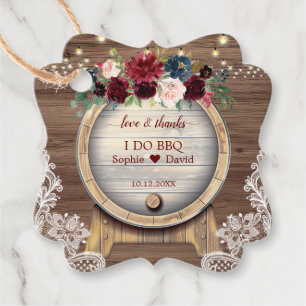 Blush Burgundy Floral Wine Barrel Lace Wedding Bbq Favour Tags
