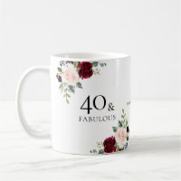 Blush Burgundy Flowers 40th Birthday Party Gift