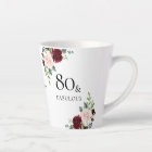 Blush Burgundy Flowers Womans 80th Birthday Gift