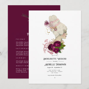 Blush Burgundy Gold Shabby Floral Bachelorette Inv Invitation