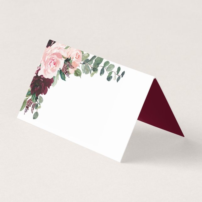 Blush Burgundy Place Cards (Front)