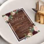 Blush & Burgundy Red Flowers Rustic Wood Wedding Invitation<br><div class="desc">Blush & Burgundy Red Flowers Rustic Wood Wedding Invitation 

Matching Collection in the Niche And Nest Store!</div>