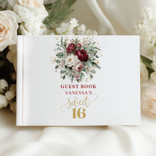 Blush Burgundy Sweet Sixteen Table Guest Book