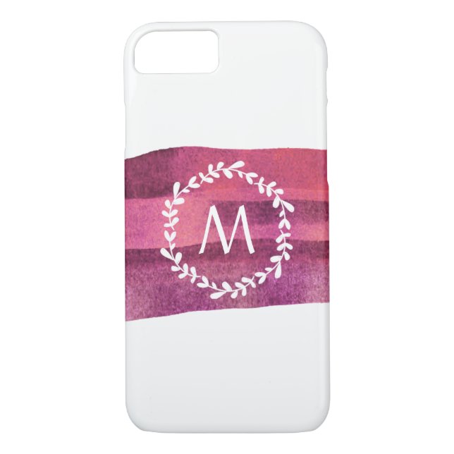 Blush & Burgundy Watercolor Monogram Case-Mate iPhone Case (Back)