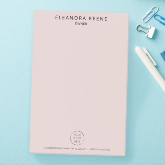 Blush Business Branded Logo, Name, Contact Info Post-it Notes (Creator Uploaded)