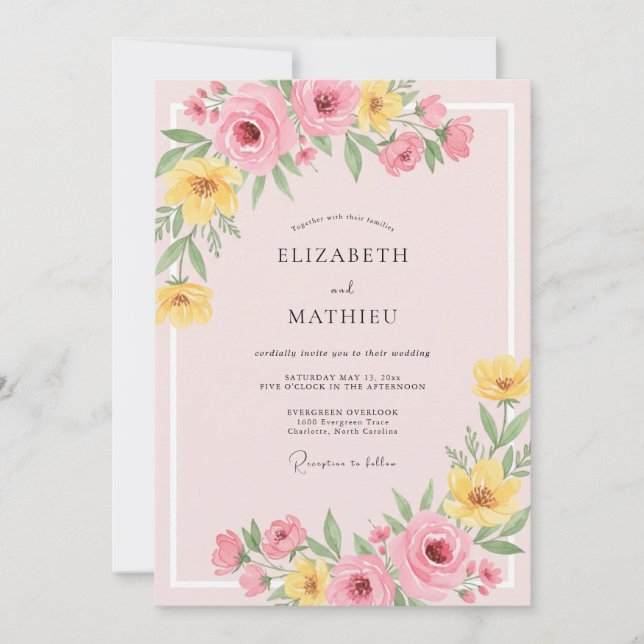 Blush Butter Petal Wedding Invitation (Front)
