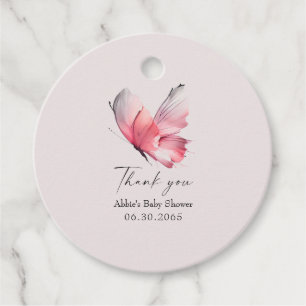 Blush Butterfly Baby Shower Favour Tag