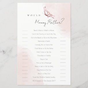 Blush Butterfly How Many Kisses Baby Shower Game