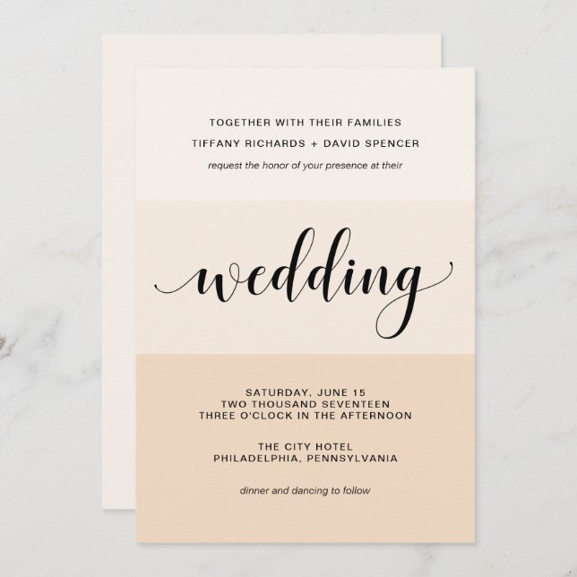 Blush Cascade | Subtle Stripes Wedding Invitation (Front/Back)