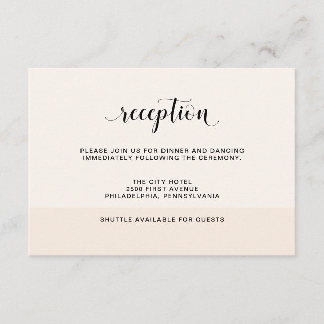 Blush Cascade | Subtle Stripes Wedding Reception Enclosure Card (Front)