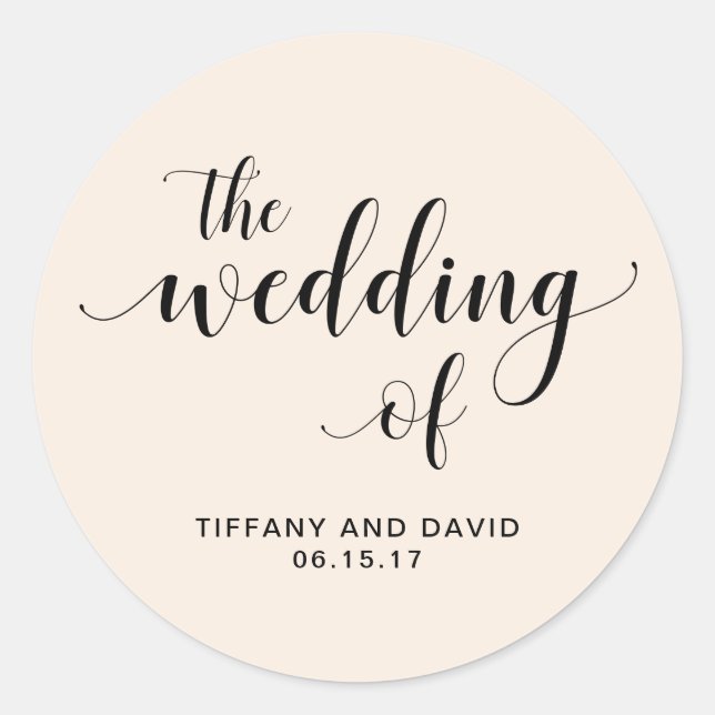 Blush Cascade | Wedding Classic Round Sticker (Front)