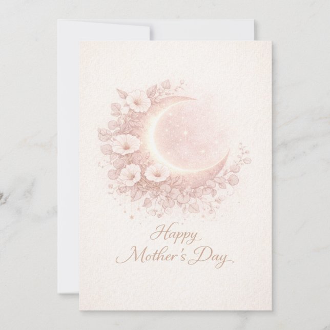 Blush Celestial Moon Floral Mother's Day Card (Front)