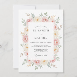 Blush Champagne Blossom Wedding Invitation