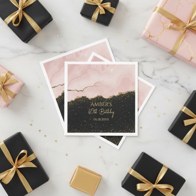 Blush Champagne Gold Glitter Abstract Watercolor Napkin (Creator Uploaded)