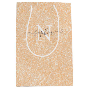 Blush Champagne Pink Glitter Customized Medium Gift Bag