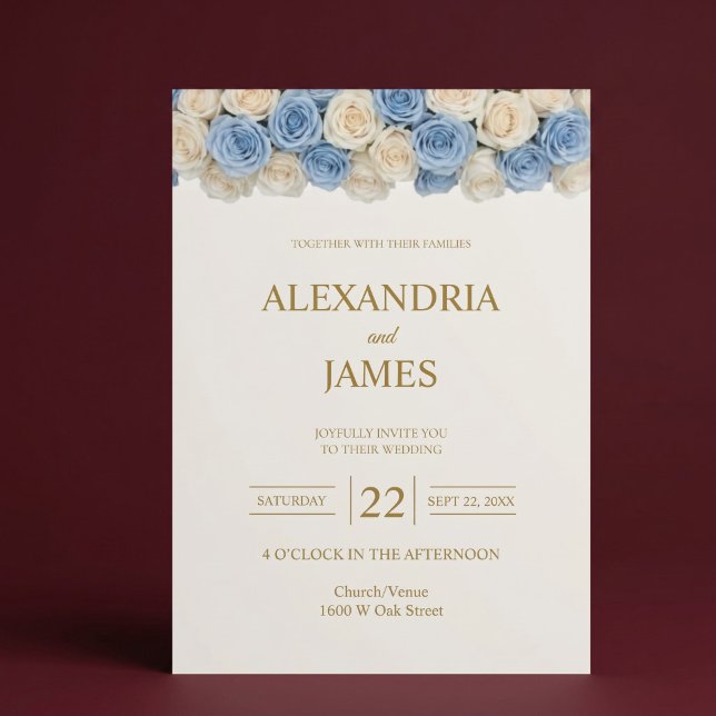 Blush & Champagne Roses Wedding Invitation (Creator Uploaded)
