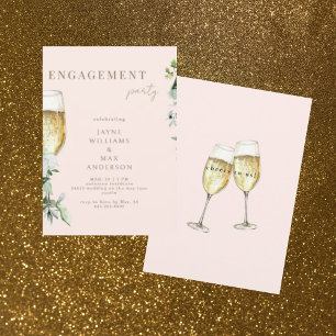 Blush Cheers to Us Champagne Engagement Party Invitation