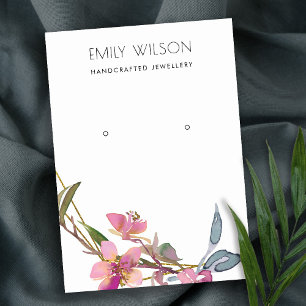 BLUSH CHERRY BLOSSOM FLORAL EARRING DISPLAY LOGO BUSINESS CARD