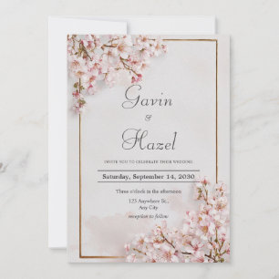 Blush Cherry Blossom Romantic Wedding  Invitation