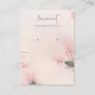 Blush Cherry Blossom Stud Earring Necklace Display Business Card