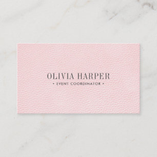 Blush Chic   Plain Elegant  Leather Look Business Card
