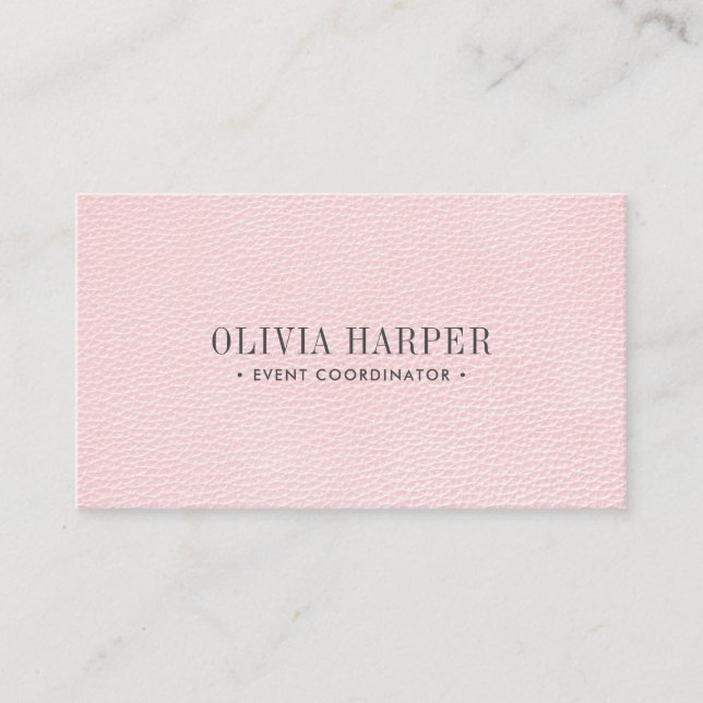 Blush Chic | Plain Elegant  Leather Look Business Card (Front)