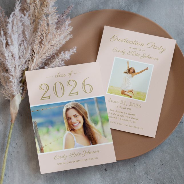 Blush Class of 2026 Photo Graduation Party Invitation (Creator Uploaded)