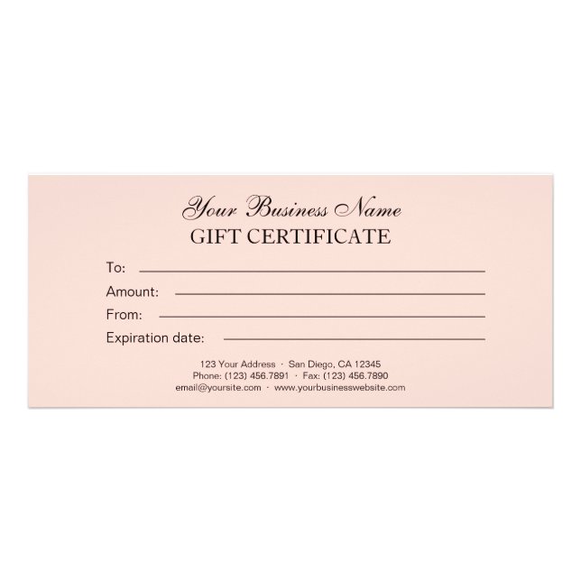 Blush | Classic Generic Plain Gift Certificate (Front)